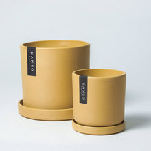 Load image into Gallery viewer, 7" Mustard Seed & Dusted Clay Planters & Saucers : Mustard Seed / 7" Only