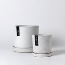 Load image into Gallery viewer, 7" & 4" Signature Planters & Saucer | Earth Tones: White Stone / 7" & 4" | Two Set Combo