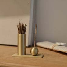 Load image into Gallery viewer, Cylinder & Sphere Brass Incense Holder
