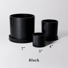 Load image into Gallery viewer, 3&quot; 4&quot; 7&quot; Planters &amp; Saucers  | 4 Colorways: Black
