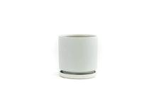 Load image into Gallery viewer, 6.5&quot; Gemstone Cylinder Pots with Water Saucers: White
