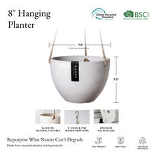 Load image into Gallery viewer, 8" | 12" Signature Stone Hanging Planter Pot | 4 Colorways: Black / 8 inch

