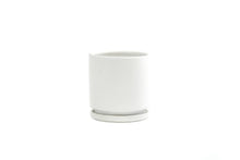 Load image into Gallery viewer, 4.5&quot; Gemstone Cylinder Pots with Water Saucers: White
