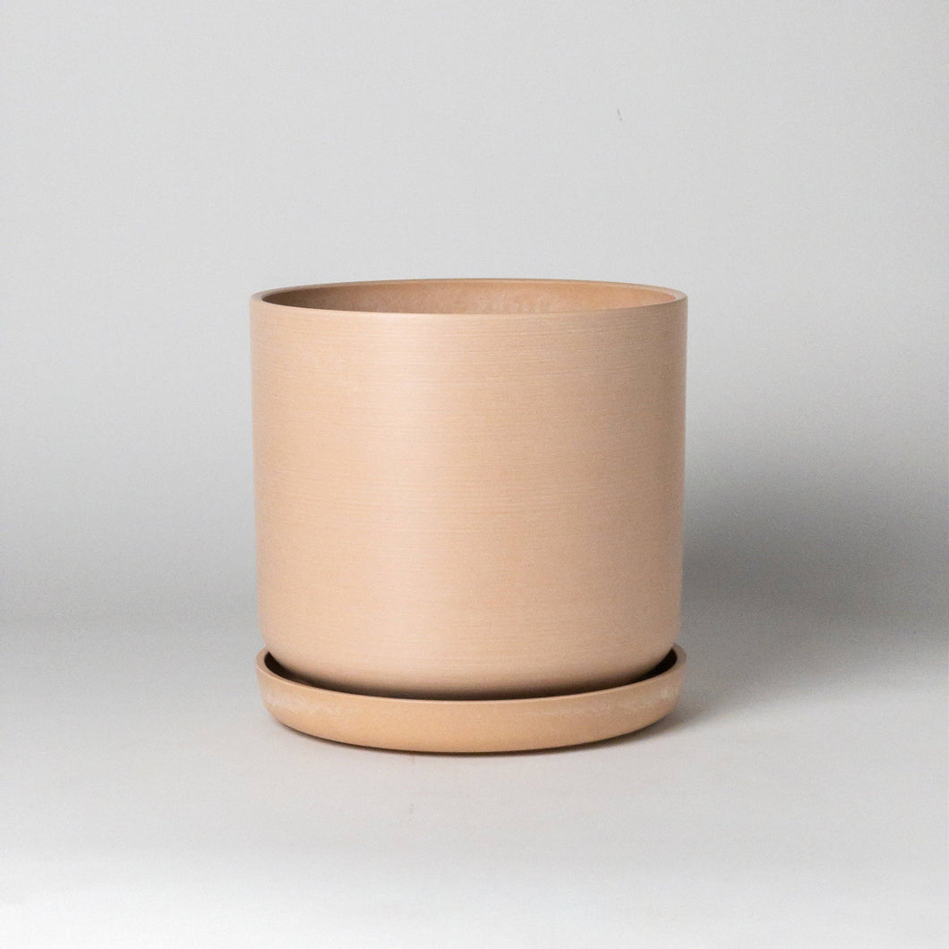 9” Signature Stone Planter & Saucer | Earth Tones: Muted Coral